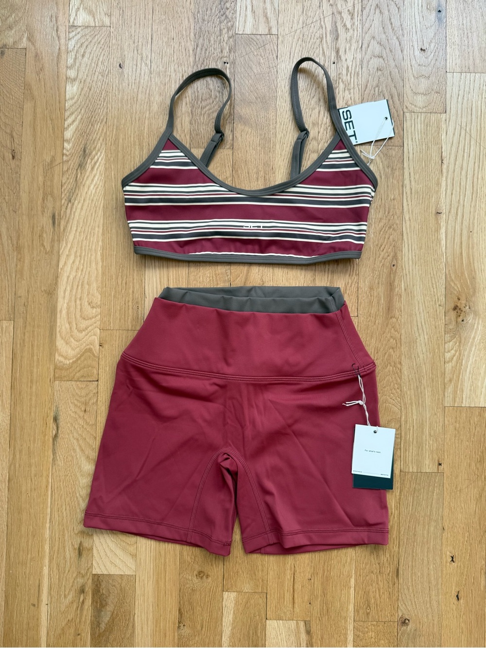 SET Active Bra and Shorts in Sweet Tea- size small